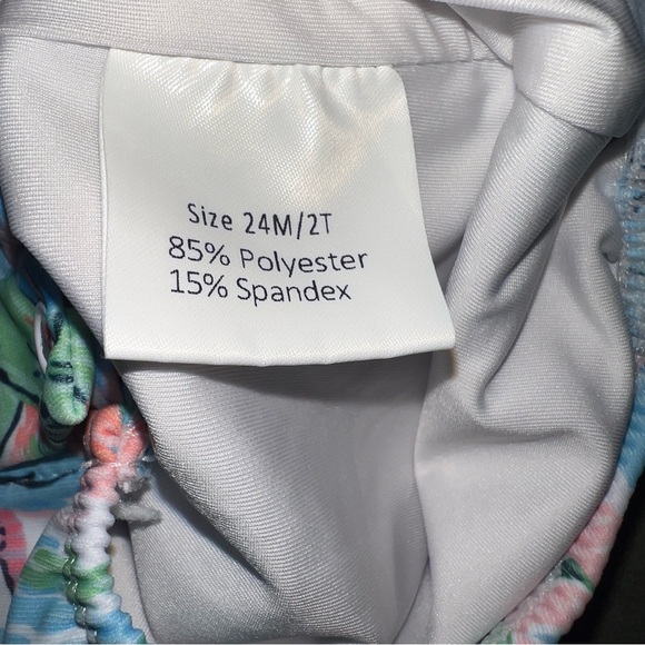 Southern Smocked Co Toddler Pastel Palms One-Piece Swimsuit Size 24M/2T - Picture 5 of 5